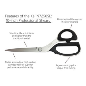 Kai 7250SL 10 Inches Professional Scissor – Slim Line Version